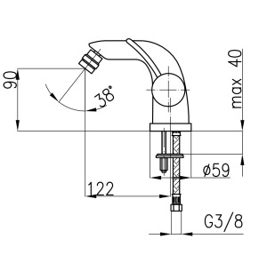 Bateria bidetowa KFA Malachit stojąca chrom (4407-011-00) 2