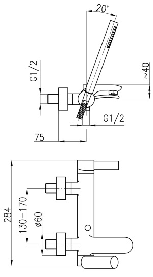 Bateria wannowa KFA Malachit ścienne chrom (4404-510-00) 2