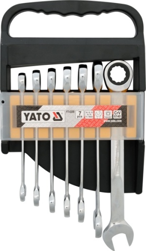 Yato Zestaw kluczy płasko-oczkowych z grzechotką 10-19mm 7szt. (YT-0208) 1