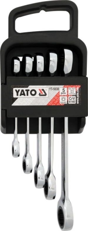 Yato Zestaw kluczy oczkowych z grzechotką 8-19mm 5szt. (YT-5038) 1