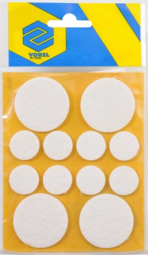 Vorel Podkładki filcowe okrągłe białe mix 20mm 38mm białe 12szt. 74838 1