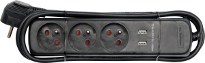 Vorel Przedłużacz elektryczny z uziemieniem 3 gniazda + 2 USB 1,5m 72750 1