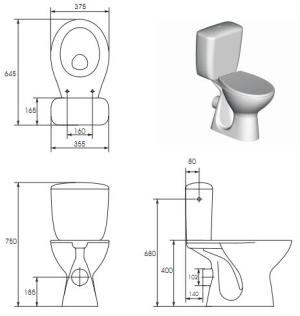 Zestaw kompaktowy WC Cersanit President 64.5 cm cm biały (02.K08-038) 3
