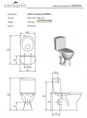Zestaw kompaktowy WC Cersanit Merida 62.5 cm cm biały (K03-014) 3