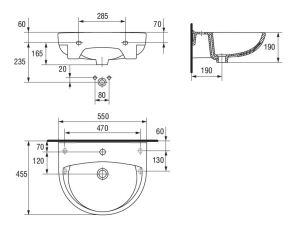 Umywalka Cersanit President 55cm (K08-007) 3