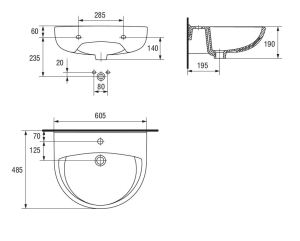 Umywalka Cersanit President 60,5cm (K08-010) 3