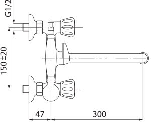 Bateria wannowa Ferro Standard ścienne chrom (BST11A) 2