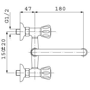 Bateria umywalkowa Ferro Standard ścienna chrom (BST3) 2