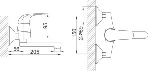 Bateria umywalkowa Ferro Vasto ścienna chrom (BVA3) 2