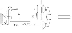 Bateria kuchenna Ferro Vasto ścienna chrom (BVA5) 2