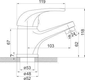 Bateria umywalkowa Ferro Vasto stojąca chrom (BVA2) 2