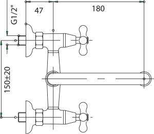 Bateria umywalkowa Ferro Retro ścienna chrom (XR3) 2