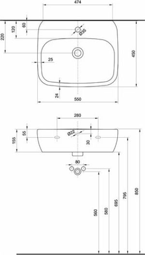 Umywalka Koło Style 55cm (L21955000) 2