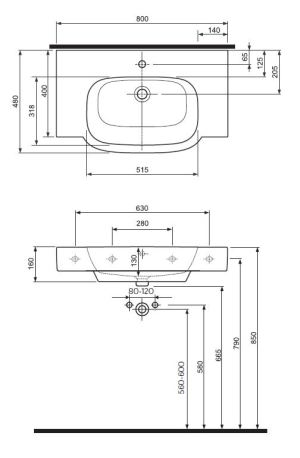 Umywalka Koło Varius 80cm (K31980000) 2