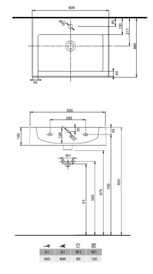 Umywalka Koło Twins 60cm Reflex (L51160900) 2
