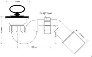 Syfon McAlpine Syfon brodzikowy z sitkiem i korkiem gumowym 52mm chrom (HC25-POL) 2