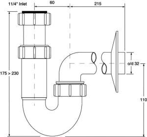 Syfon McAlpine rurowy 5/4" DN32 biały (HC4PF-32) 2