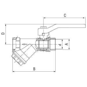 Ferro Zawór kulowy wodny z filtrem skośnym 1" KZF3 2