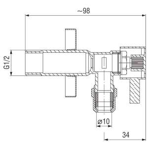 Ferro Zawór kątowy z głowicą ceramiczną 1/2"x3/4"  (Z1234C) 2