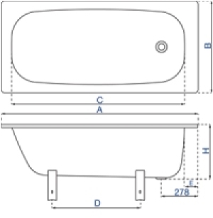 Wanna Emalia Olkusz Wanna Amelia W 150x70 prostokątna (W5-150-0-1-0) 2
