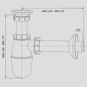 Syfon Rawiplast butelkowy 5/4" DN32 biały (A110M32) 2