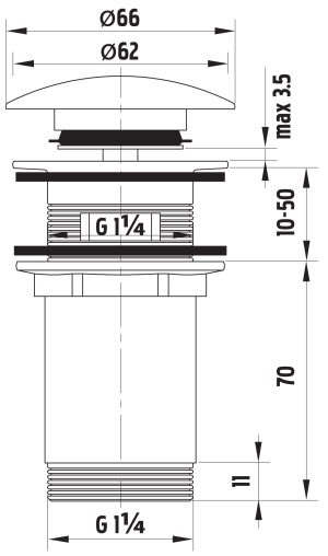 Ferro Korek automatyczny klik-klak Rotondo 5/4" duży chrom (S285) 2