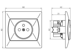 Ospel Gniazdko pojedyncze z uziemieniem Akcent brąz (GP-1AZ/00) 2