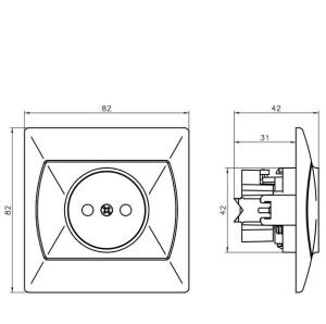 Ospel Gniazdko pojedyncze bez uziemienia AKCENT GP-1A/00 2