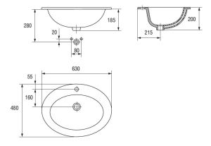 Umywalka Cersanit Gamma 63cm (K11-0012) 3