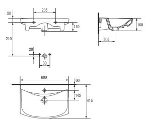 Umywalka Cersanit Carina 60cm (K31-006) 3