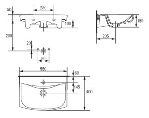 Umywalka Cersanit Carina 55cm (K31-005) 3