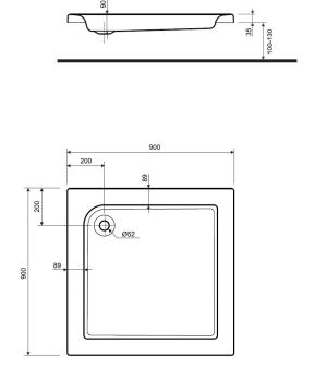Brodzik Koło Standard Plus kwadratowy 90 cm x 90 cm (XBK1590000) 2