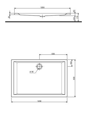 Brodzik Koło Pacyfik prostokątny 120 cm x 80 cm (XBP0780000) 2