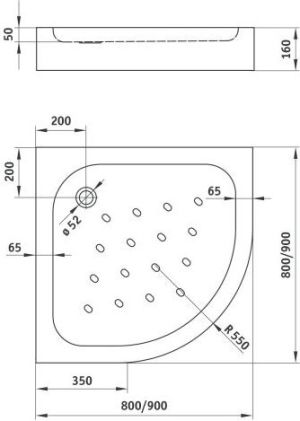 Brodzik Deante Standard New półokrągły narożny 80 cm x 80 cm (KTA 054B) 3