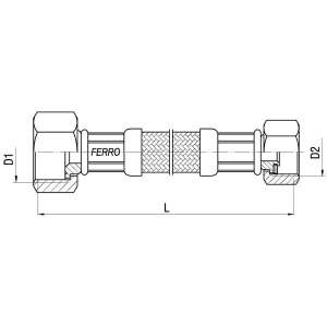 Wężyk przyłączeniowy Ferro Przyłącze elastyczne w oplocie stalowym nakrętno-nakrętne 1/2" x 3/8" 40cm PWS83 2