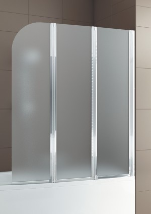 Parawan nawannowy Aquaform Modern 3-częściowy szkło satinato, profil chrom (170-06979) 1