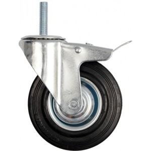 Vorel Kółko skrętne z czarną gumą, hamulcem i trzpieniem gwintowanym 125mm (87333) 1