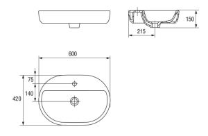 Umywalka Cersanit Caspia Oval 60cm (K11-0099) 2