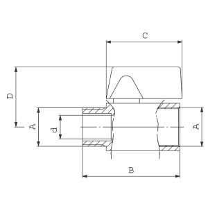 Ferro Zawór kulowy nakrętno-nakrętny 1/2" wodny KR2 2
