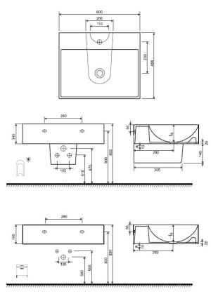 Umywalka Koło Quattro 60cm Reflex (K61460900) 2