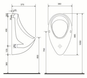 Pisuar Cersanit Taurus dopływ z tyłu (K11-0030) 3