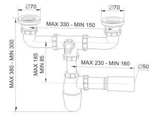 Syfon Rawiplast Syfon butelkowy podwójny 1,5" (A206M50) 2