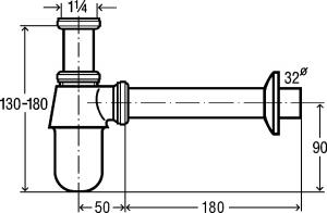Syfon Viega butelkowy 5/4" DN32 chrom (100674) 2