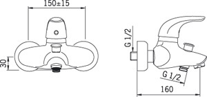 Bateria wannowa Oras Vienda ścienne chrom (1740U) 2