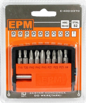 EPM Zestaw końcówek do wkrętarki 9szt. + przedłużka E-400-0370 1