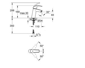 Bateria umywalkowa Grohe Eurosmart stojąca chrom (23324001) 2