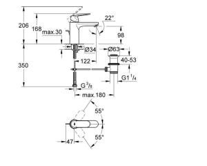 Bateria umywalkowa Grohe Eurosmart Cosmopolitan stojąca chrom (23325000) 2
