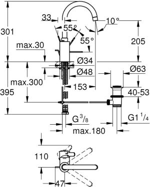 Bateria kuchenna Grohe Eurosmart Cosmopolitan stojąca chrom (32830000) 2