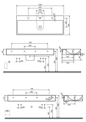 Umywalka Koło Quattro 120cm Reflex (K61520900) 2