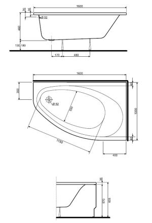 Wanna Koło Elipso narożne asymetryczna prawa 160 x 100cm (XWA0660000) 2